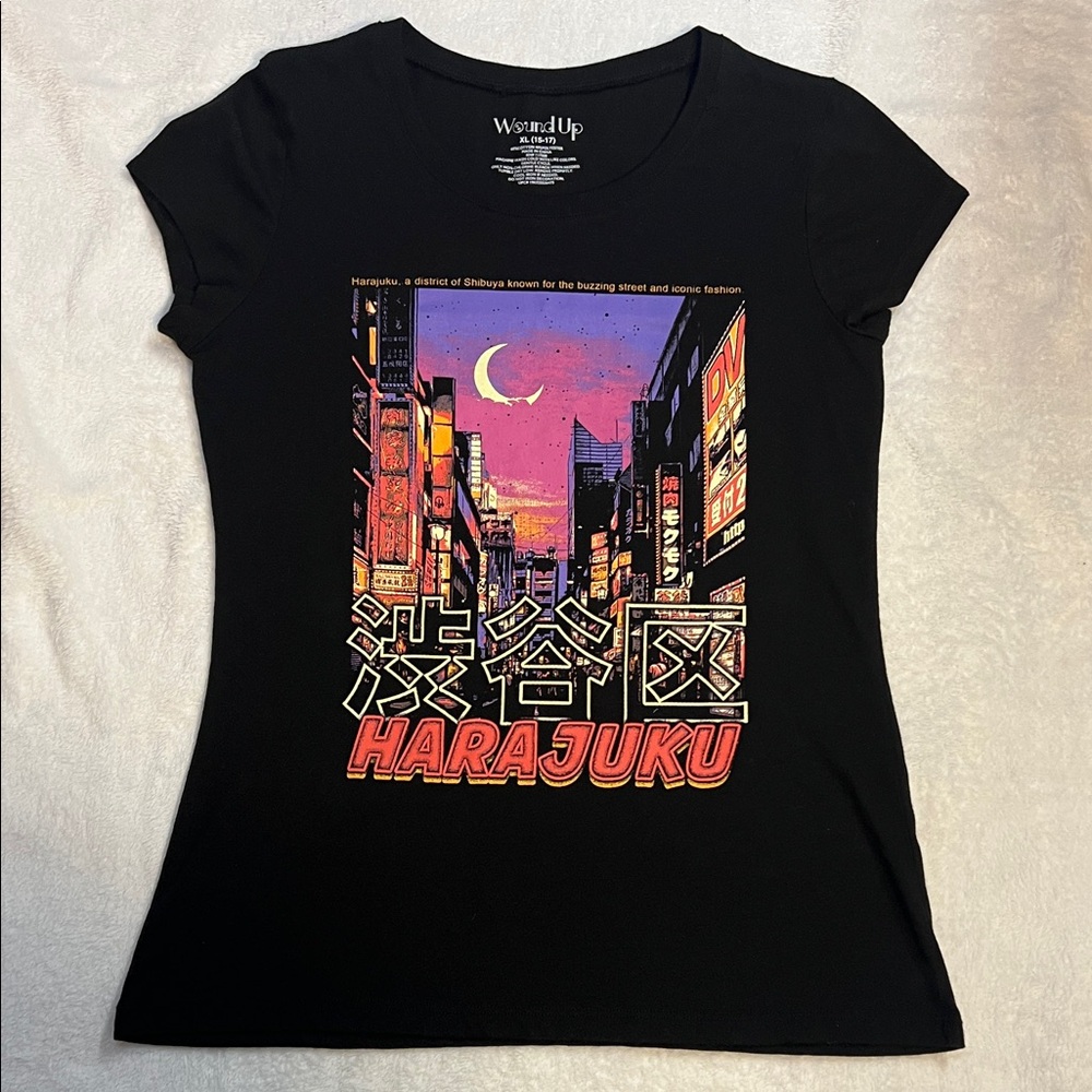 Wound Up Black Harajuku Graphic Tee Size XL